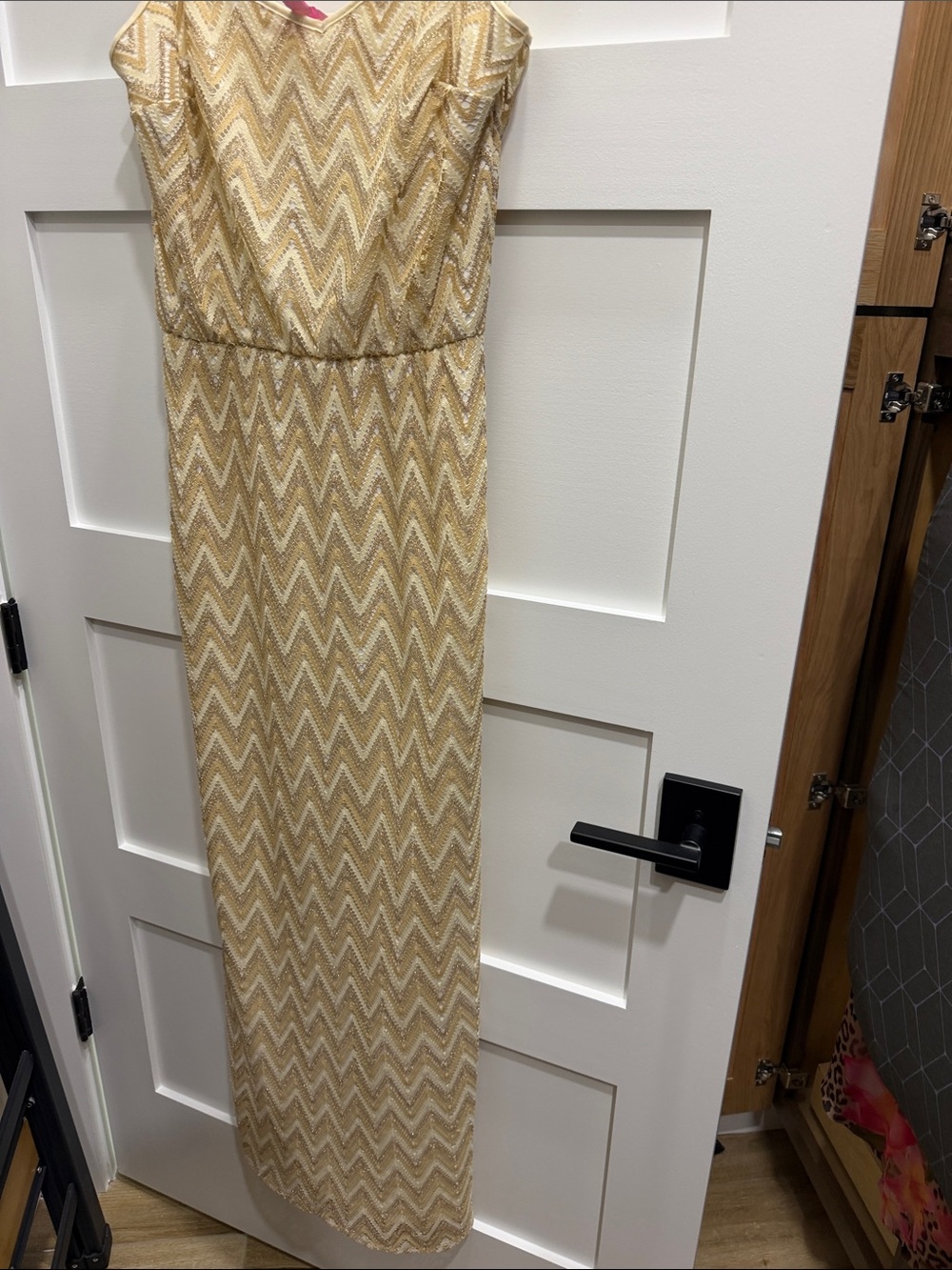 Lilly Pulitzer Metallic Gold Chevron Maxi Dress